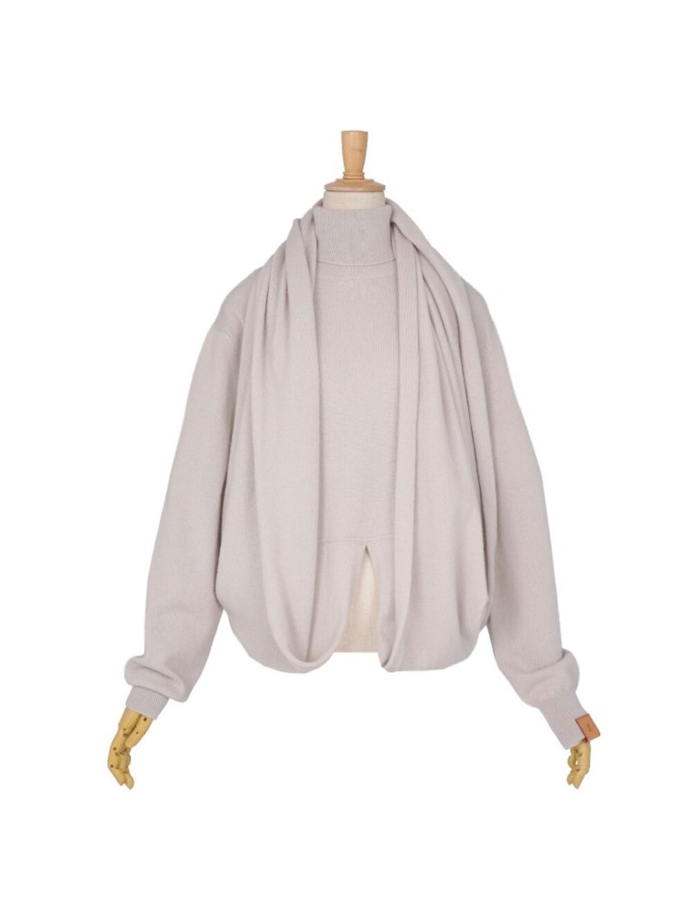 Louis Vuitton Knit Sweater Long Sleeve Shawl Docking Top Cashmere Gray XS